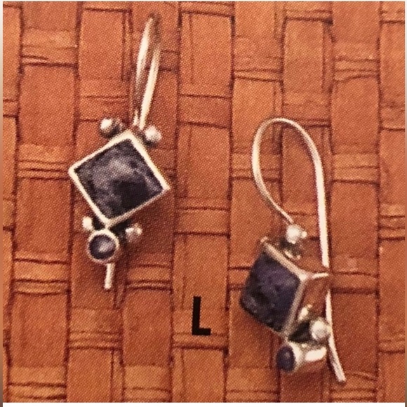 Early Silpada VERY RARE Sterling Silver & Sodalite Inlaid Petite Earrings - Picture 11 of 11